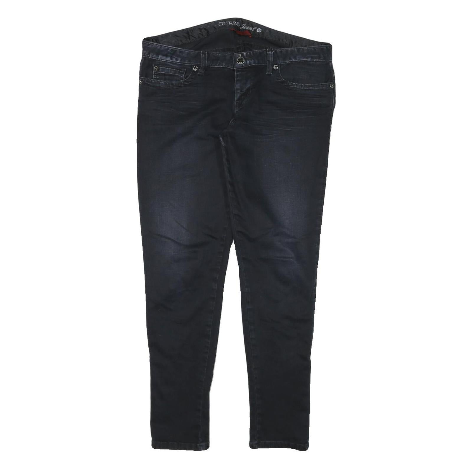 DIESEL Womens Slim Black Denim Cotton Blend Jeans W34 L27 Stud Detail Zip