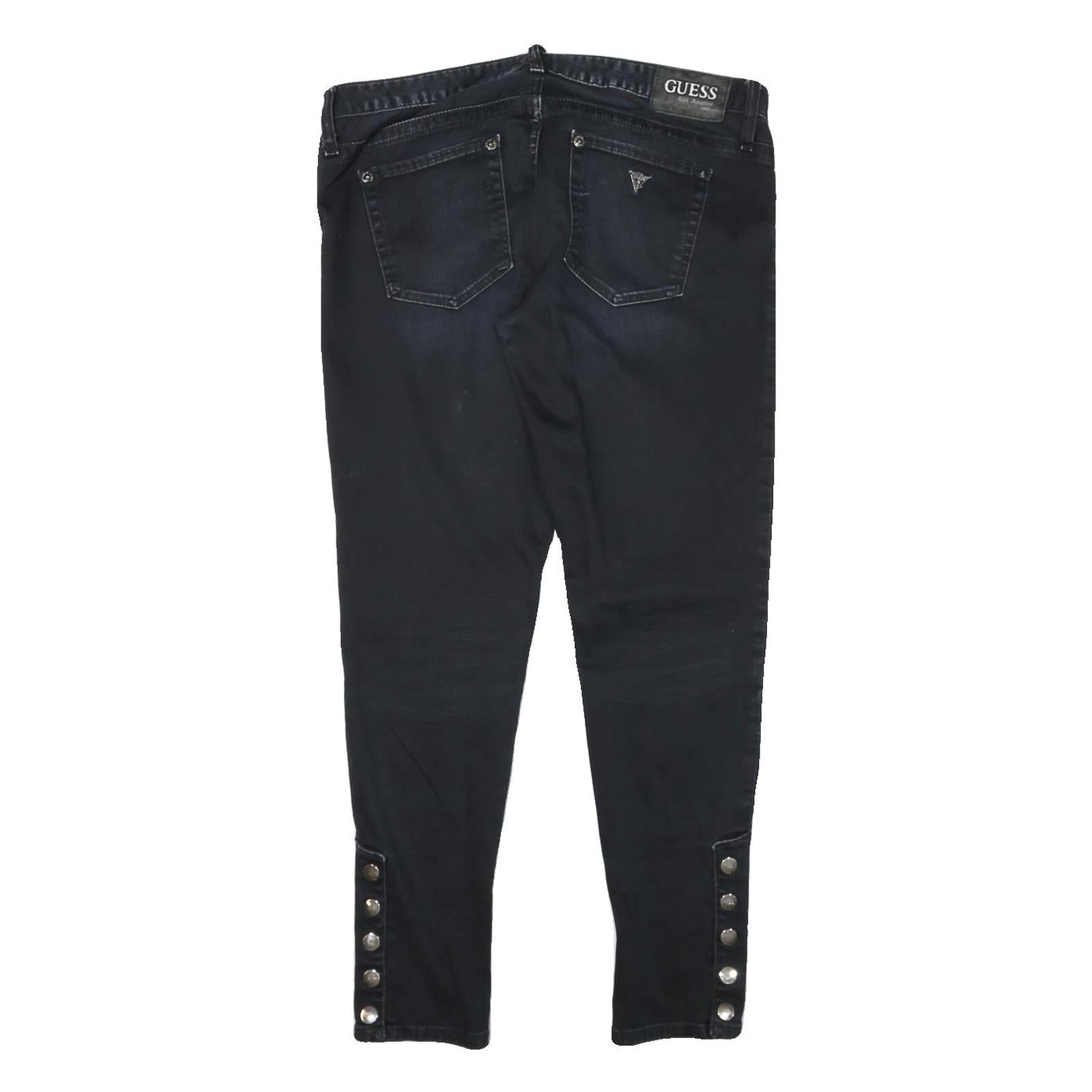 DIESEL Womens Slim Black Denim Cotton Blend Jeans W34 L27 Stud Detail Zip