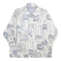 Womens White & Blue Geometric Pattern Jacket UK 20 Polyester Blend Zip Closure