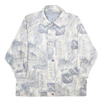 Womens White & Blue Geometric Pattern Jacket UK 20 Polyester Blend Zip Closure