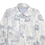 Womens White & Blue Geometric Pattern Jacket UK 20 Polyester Blend Zip Closure