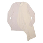 COS Womens Beige & Cream Asymmetric Woven Long Sleeve Round Neck Top S