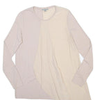 COS Womens Beige & Cream Asymmetric Woven Long Sleeve Round Neck Top S