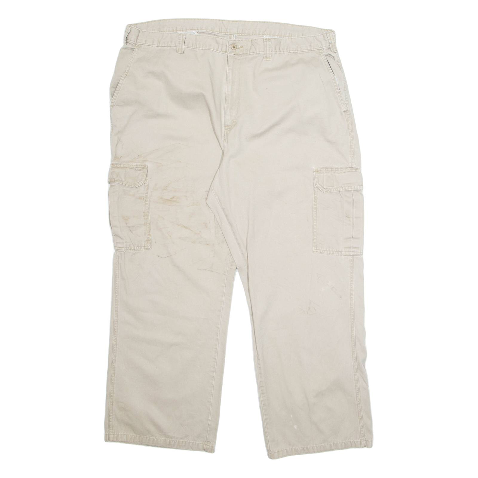 DICKIES Chino Cargo Mens Trousers Cream Regular Straight W40 L30