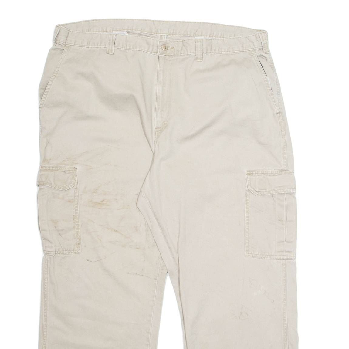 DICKIES Chino Cargo Mens Trousers Cream Regular Straight W40 L30