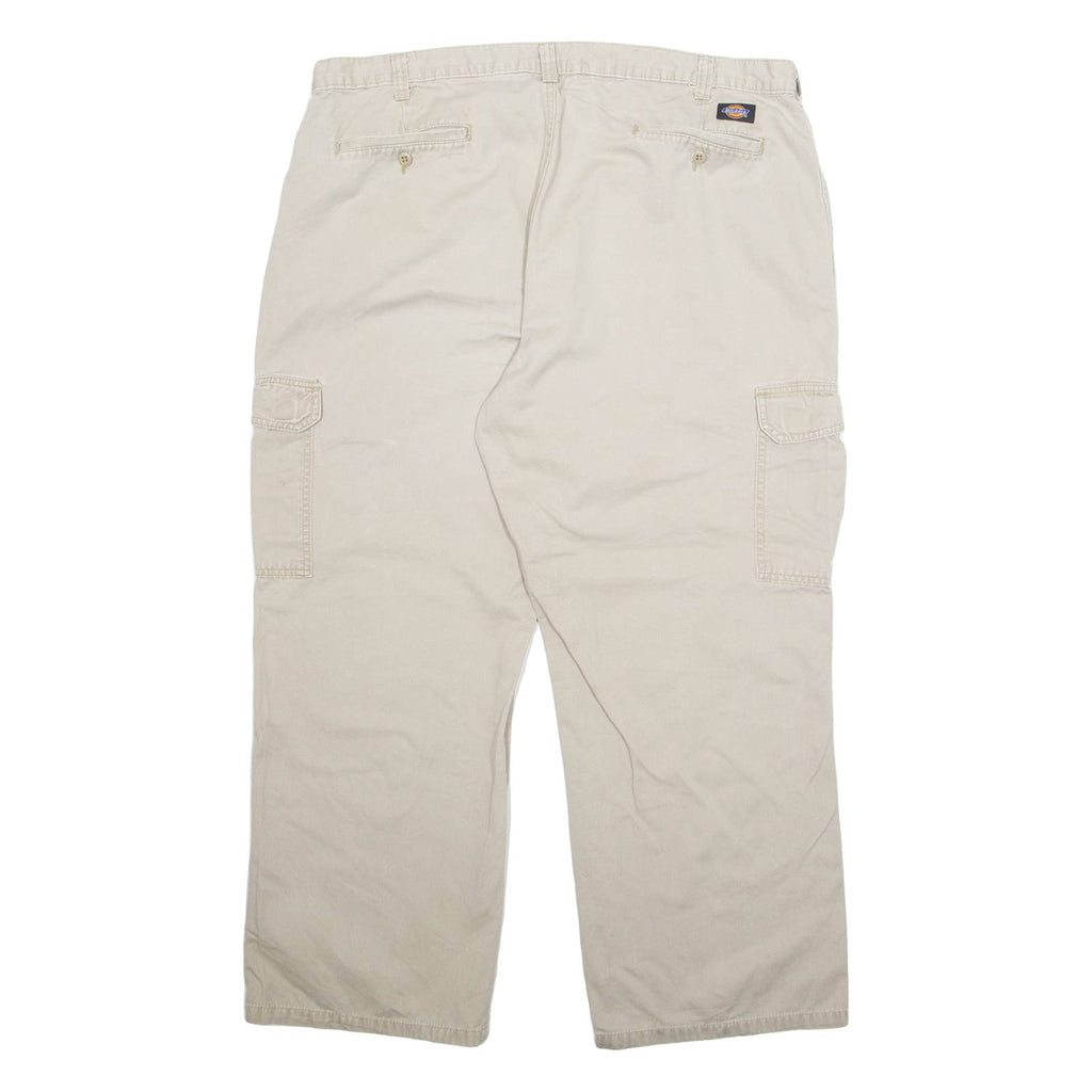 DICKIES Chino Cargo Mens Trousers Cream Regular Straight W40 L30