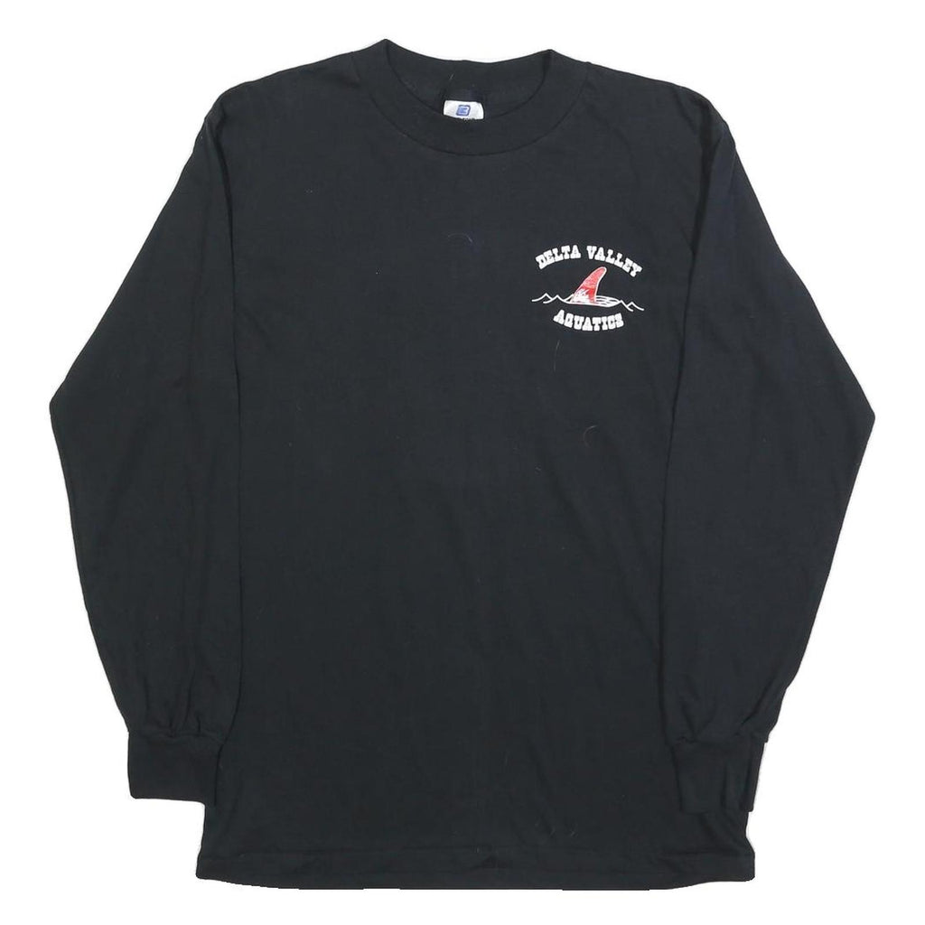 BELTON Mens Black Long Sleeve Crew Neck Delta Valley Aquatics T-Shirt M Graphic