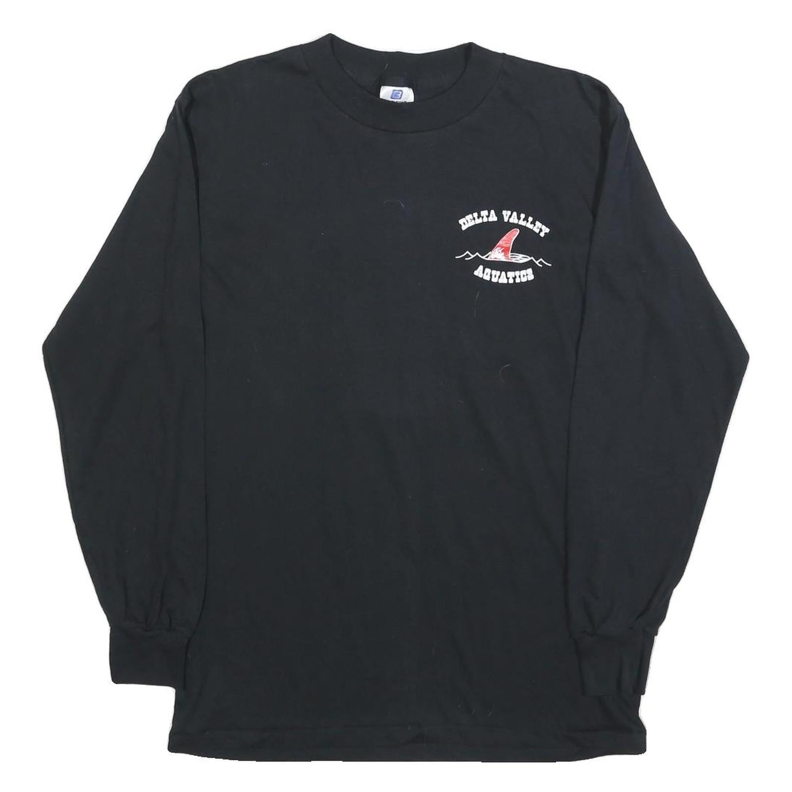 BELTON Mens Black Long Sleeve Crew Neck Delta Valley Aquatics T-Shirt M Graphic