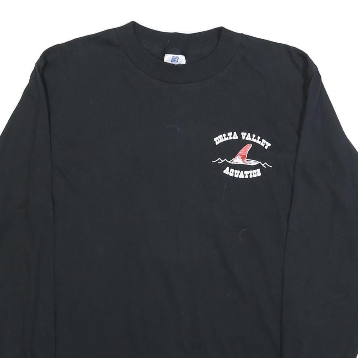BELTON Mens Black Long Sleeve Crew Neck Delta Valley Aquatics T-Shirt M Graphic