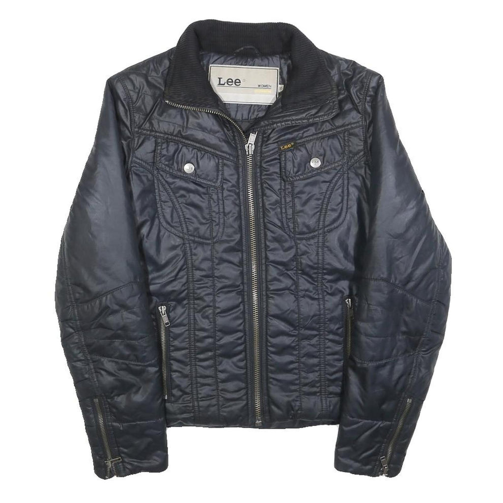 LEE Womens Black Jacket XS Polyester Blend Quilted Zip Pockets Casual Wear