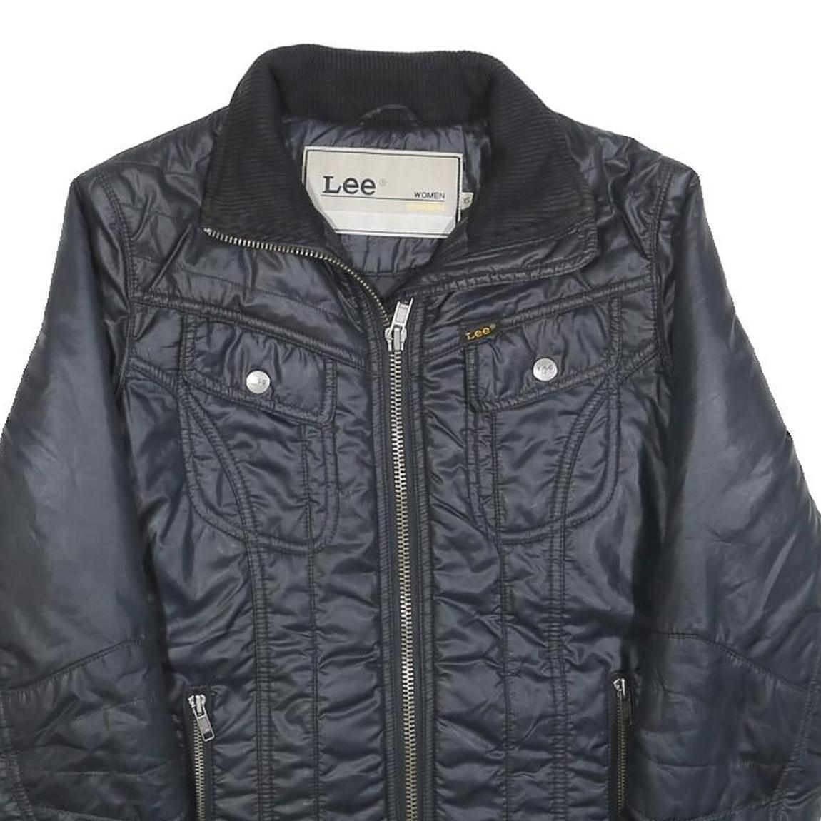 LEE Womens Black Jacket XS Polyester Blend Quilted Zip Pockets Casual Wear