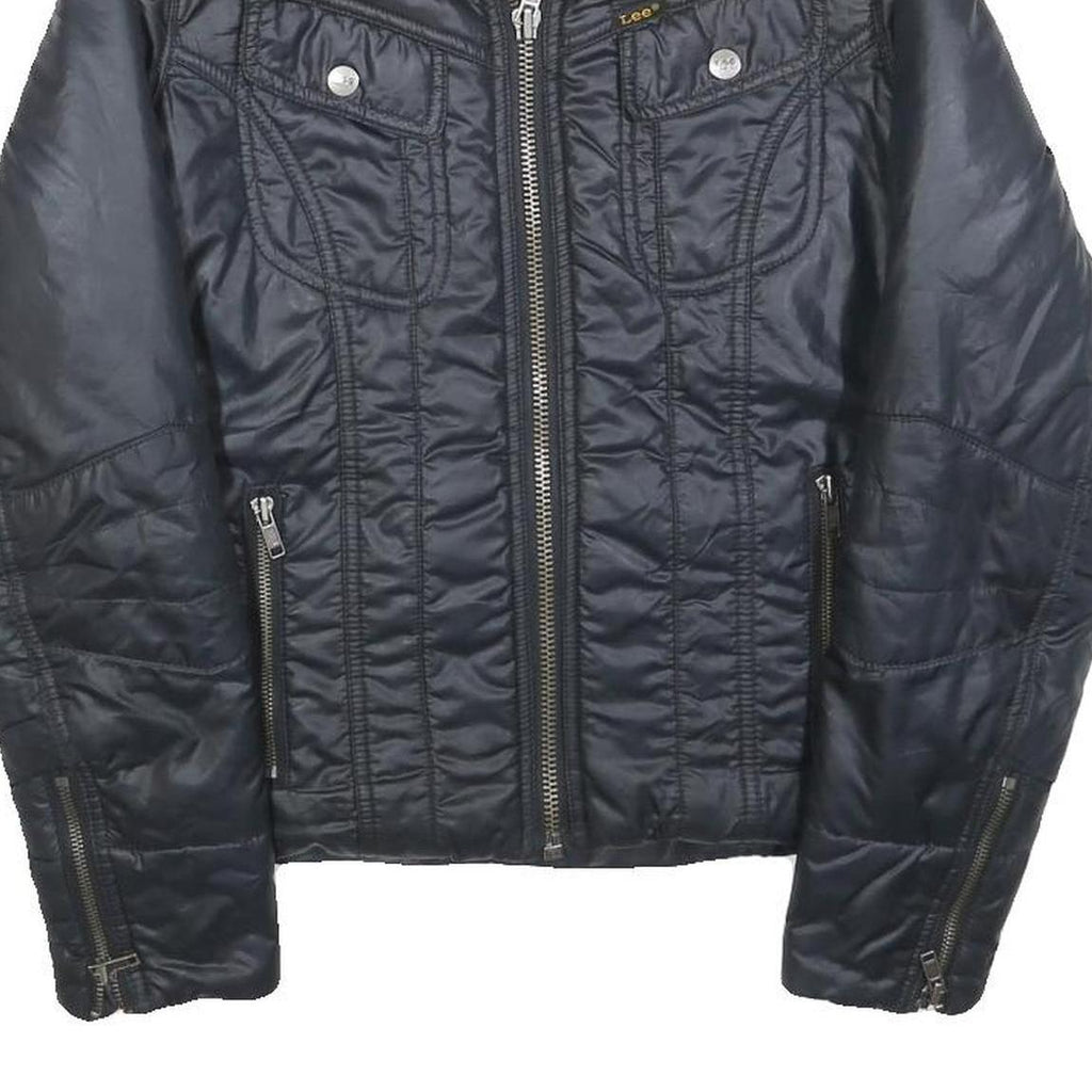 LEE Womens Black Jacket XS Polyester Blend Quilted Zip Pockets Casual Wear