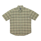 WOOLRICH Mens Green & Beige Cotton Blend Short Sleeve Shirt M Checked Casual