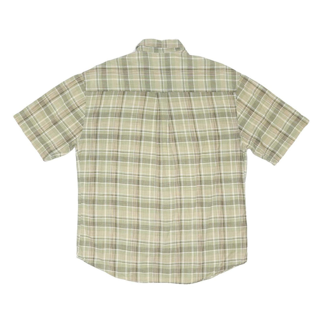 WOOLRICH Mens Green & Beige Cotton Blend Short Sleeve Shirt M Checked Casual