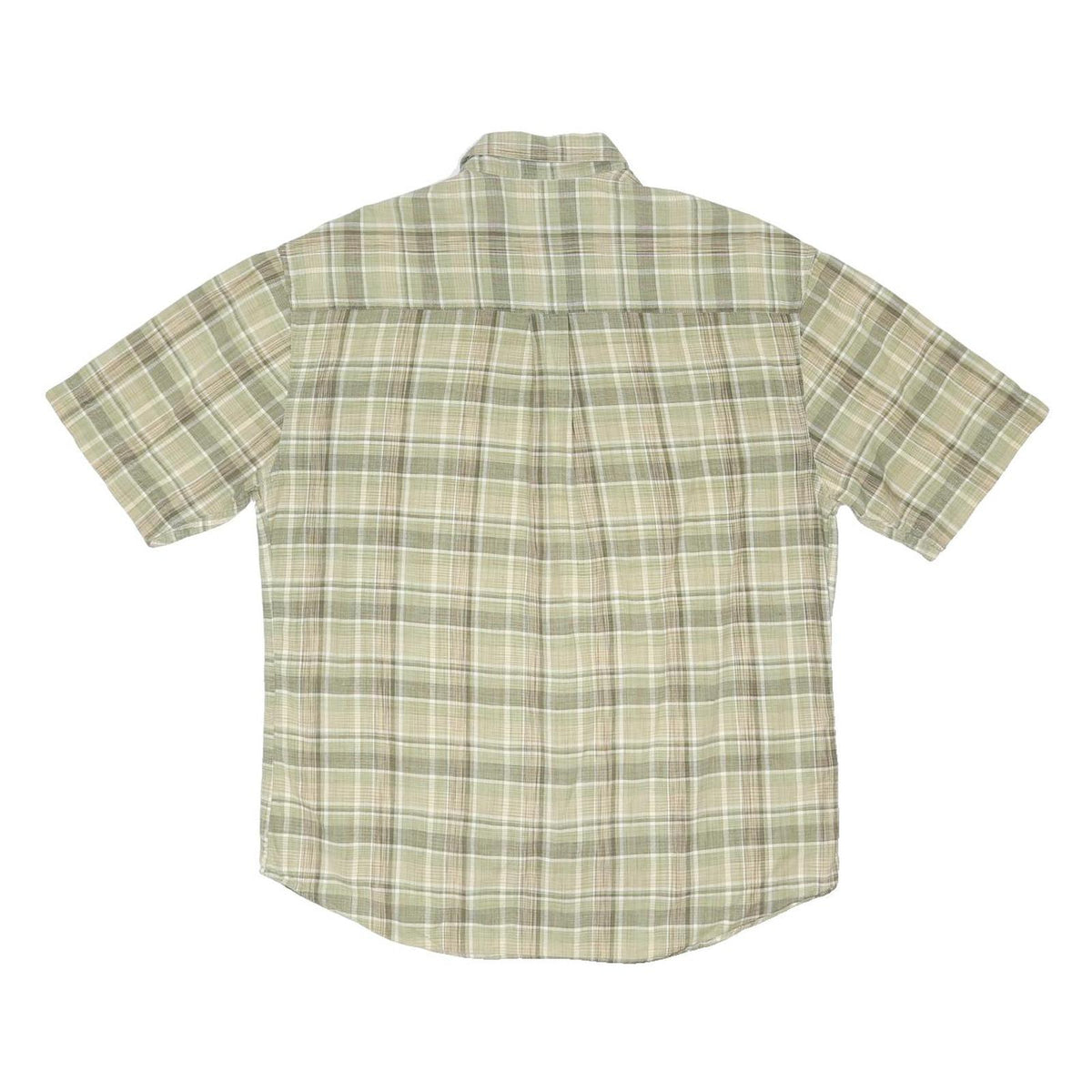 WOOLRICH Mens Green & Beige Cotton Blend Short Sleeve Shirt M Checked Casual