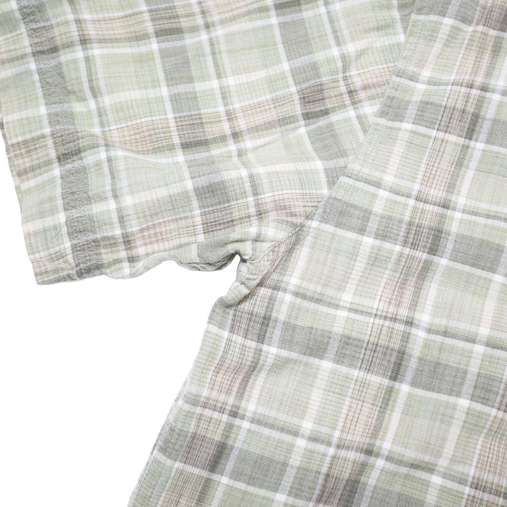WOOLRICH Mens Green & Beige Cotton Blend Short Sleeve Shirt M Checked Casual