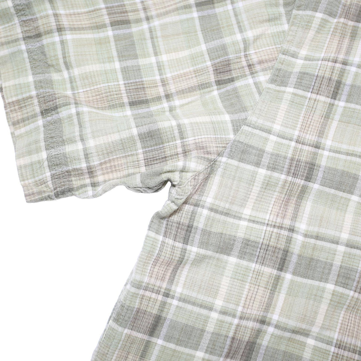 WOOLRICH Mens Green & Beige Cotton Blend Short Sleeve Shirt M Checked Casual