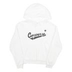 CONVERSE Womens White Hoodie M Cotton Blend Casual Pullover Hooded Sweatshirt