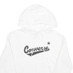 CONVERSE Womens White Hoodie M Cotton Blend Casual Pullover Hooded Sweatshirt