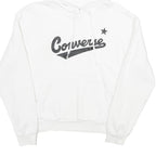 CONVERSE Womens White Hoodie M Cotton Blend Casual Pullover Hooded Sweatshirt
