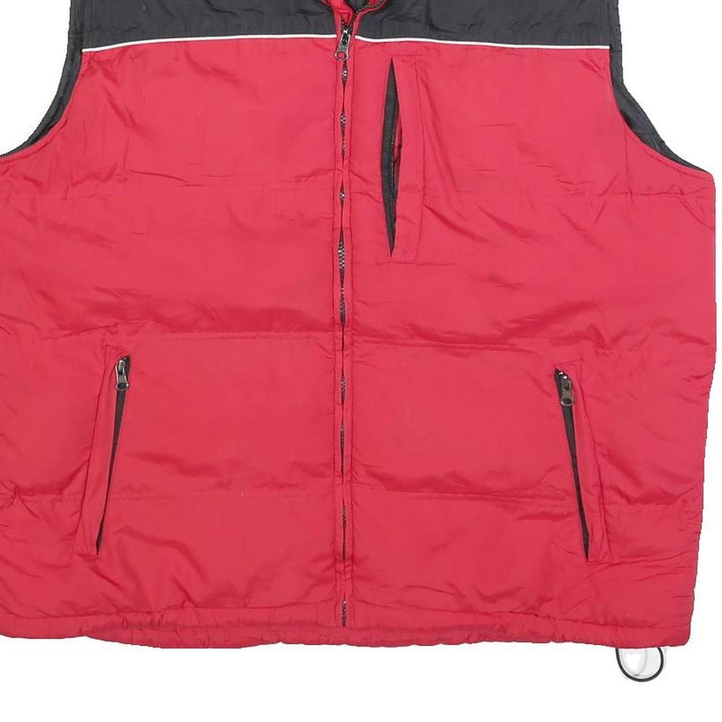DENVER HAYES Mens Red & Black Quilted Jacket L Polyester Blend Zip Padded