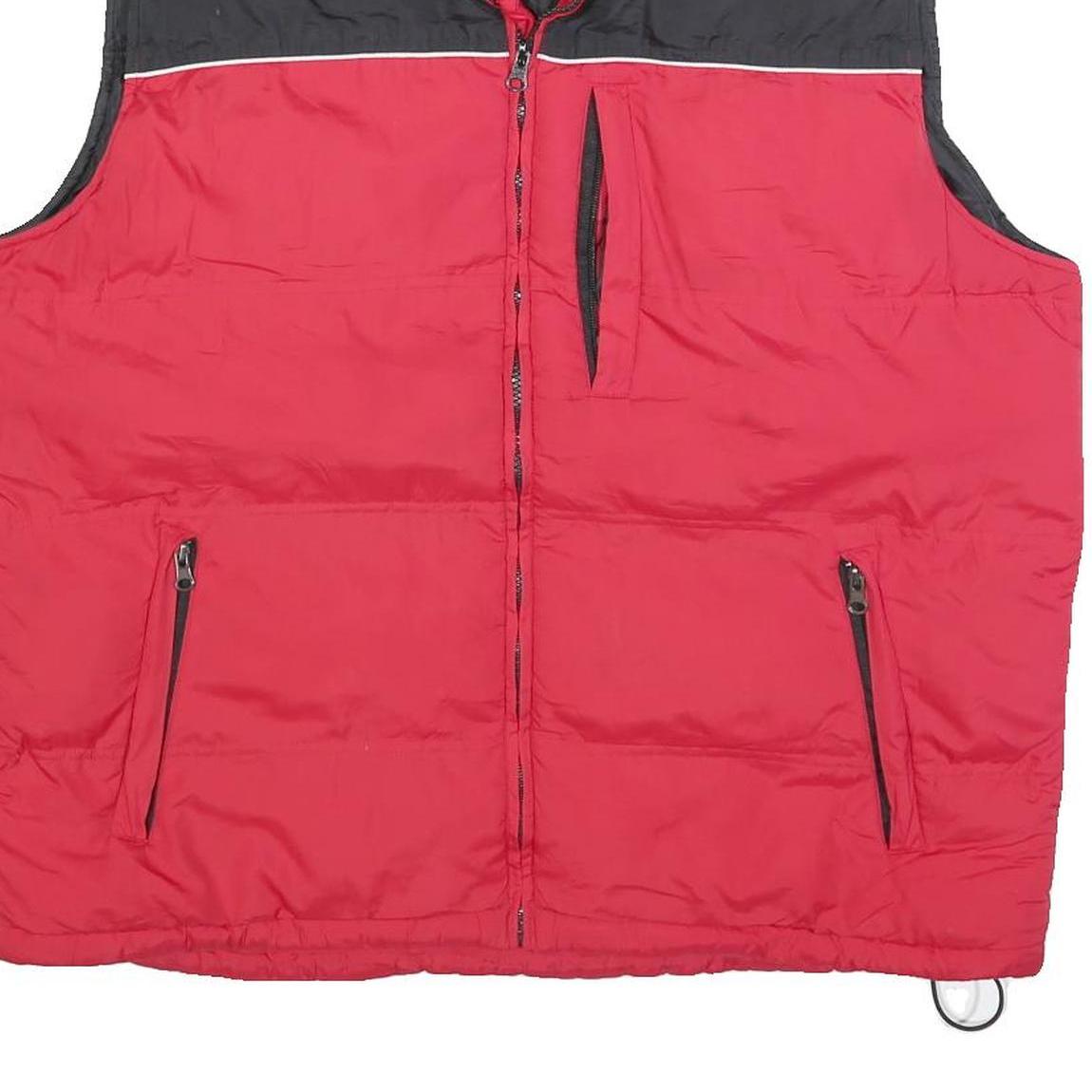 DENVER HAYES Mens Red & Black Quilted Jacket L Polyester Blend Zip Padded