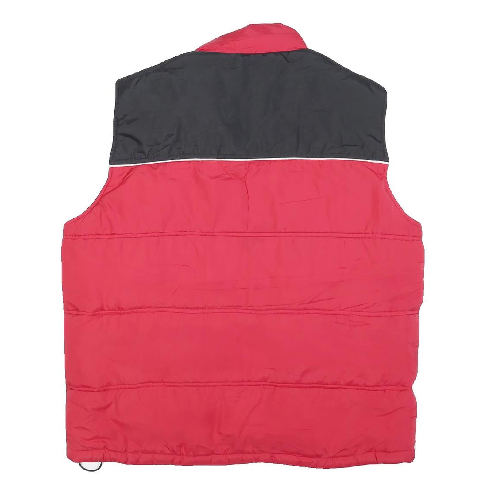 DENVER HAYES Mens Red & Black Quilted Jacket L Polyester Blend Zip Padded