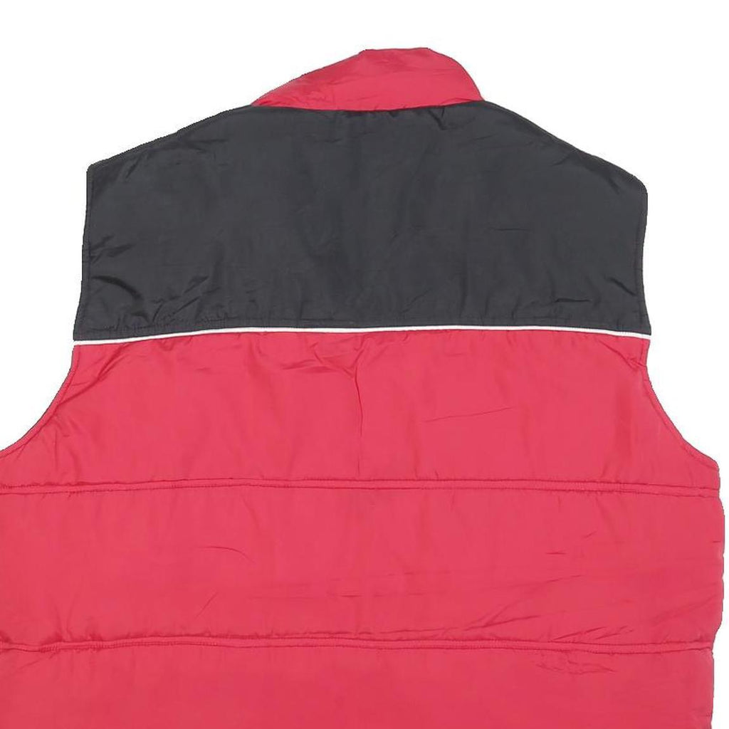 DENVER HAYES Mens Red & Black Quilted Jacket L Polyester Blend Zip Padded