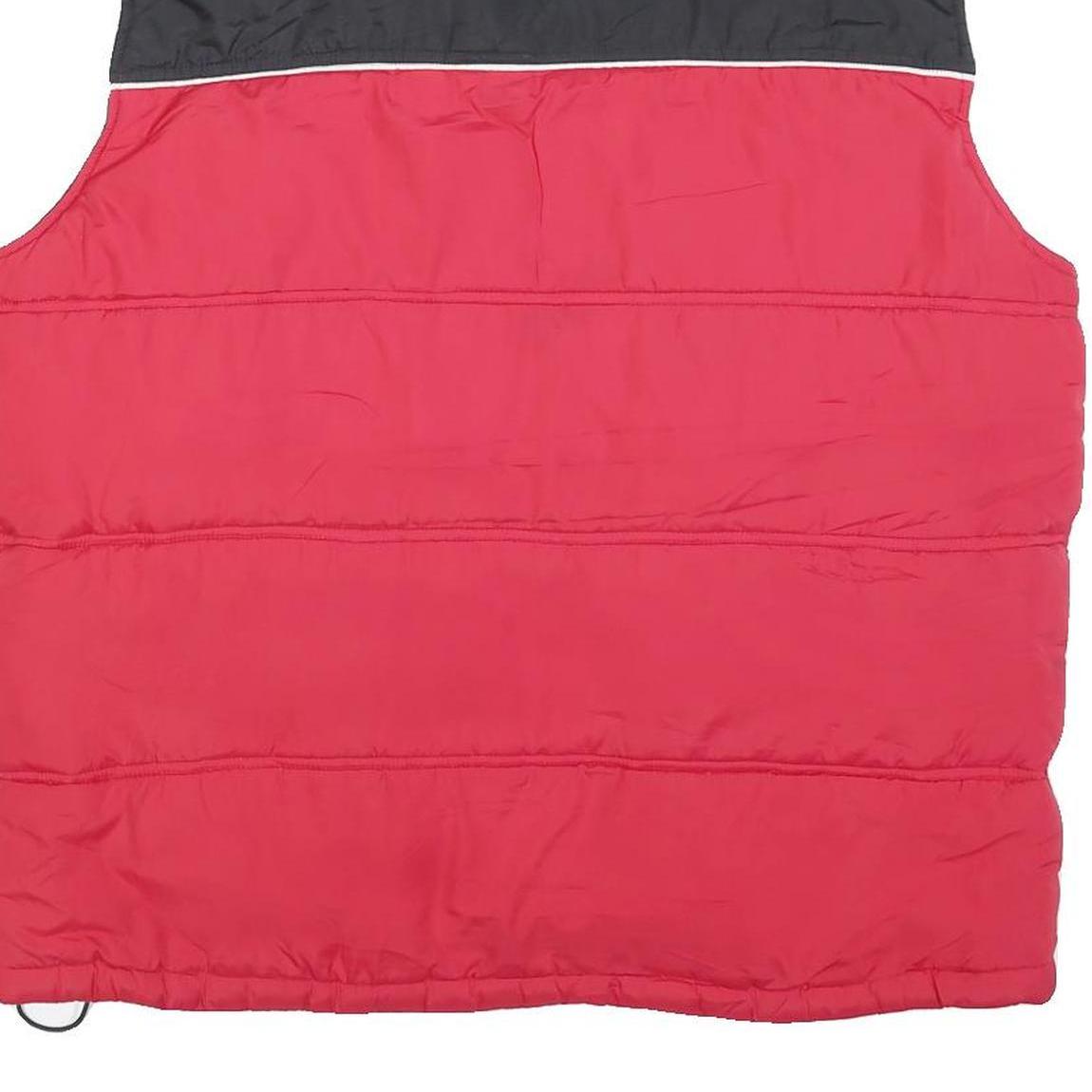DENVER HAYES Mens Red & Black Quilted Jacket L Polyester Blend Zip Padded