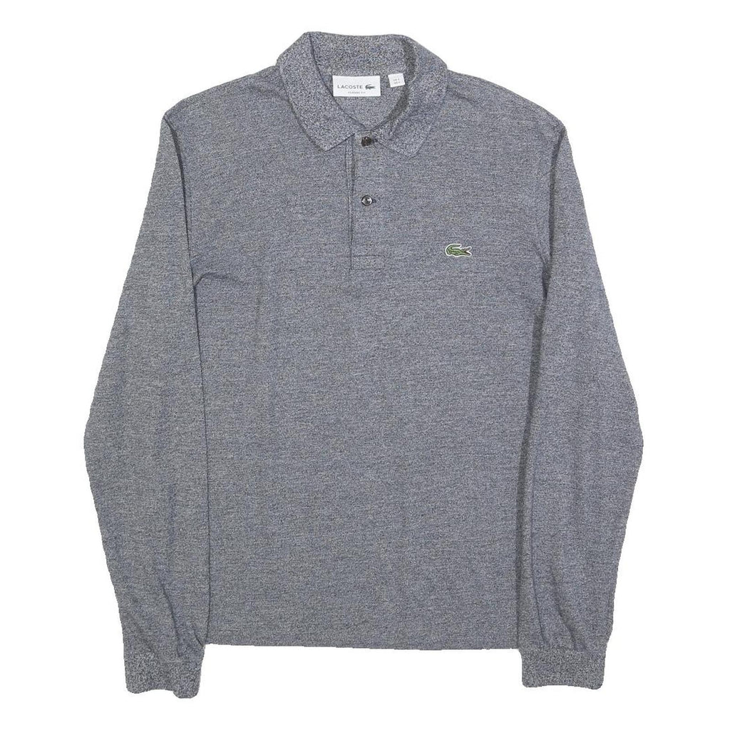 LACOSTE Mens Grey Long Sleeve Plain S Classic Cotton Blend Polo Shirt