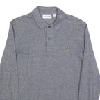 LACOSTE Mens Grey Long Sleeve Plain S Classic Cotton Blend Polo Shirt