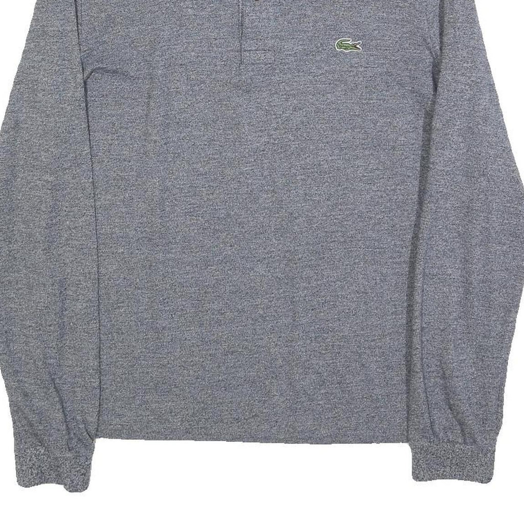 LACOSTE Mens Grey Long Sleeve Plain S Classic Cotton Blend Polo Shirt