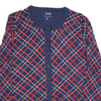 TOMMY HILFIGER Womens Patterned Cardigan Blue Check Tight Knit L
