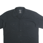 DICKIES Mens Black Cotton Blend Workwear Shirt L Button Pocket Casual Short
