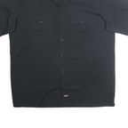 DICKIES Mens Black Cotton Blend Workwear Shirt L Button Pocket Casual Short