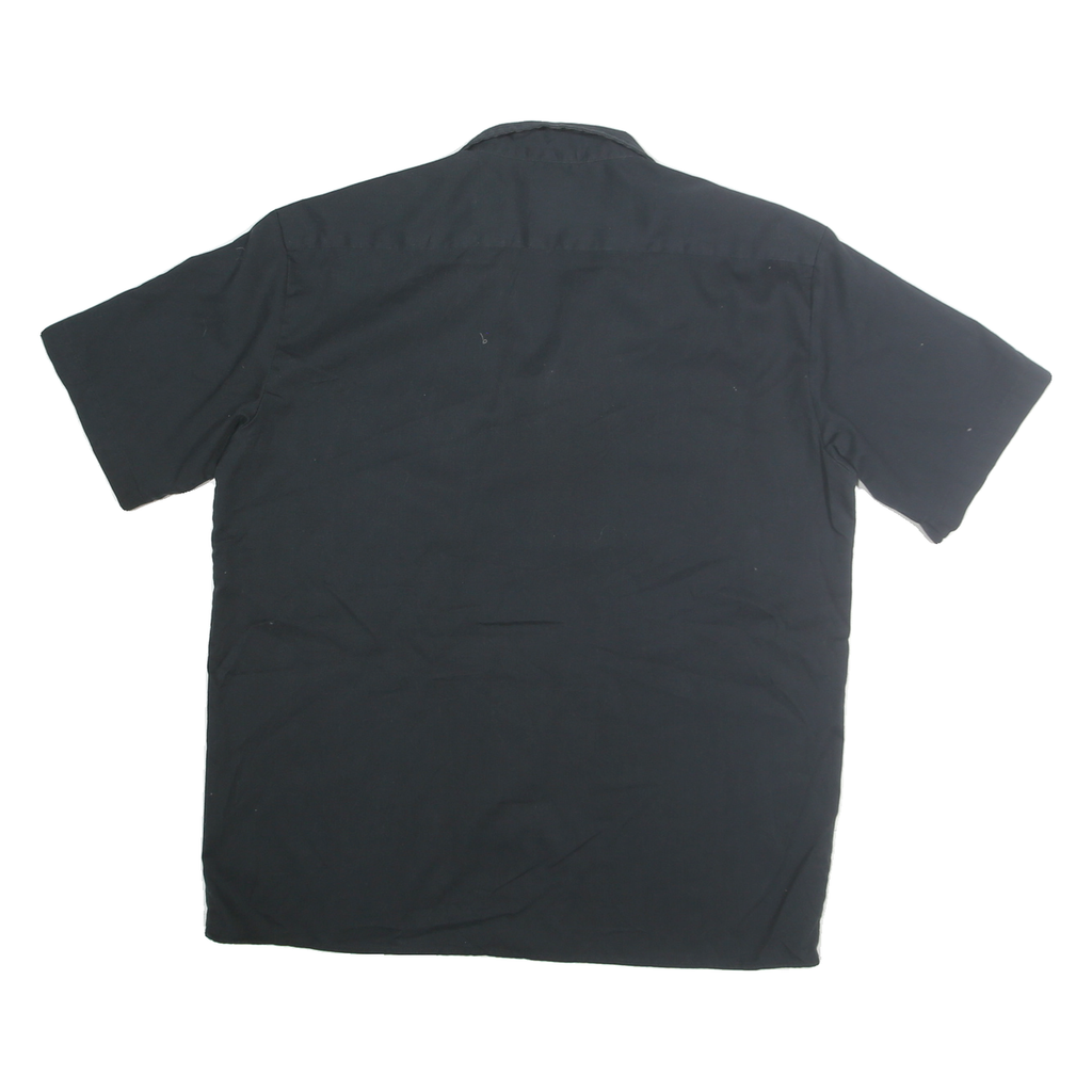DICKIES Mens Black Cotton Blend Workwear Shirt L Button Pocket Casual Short