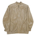 THE KING Womens Beige Leather Jacket UK 10 Zip Stand-Up Collar Classic Style