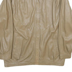 THE KING Womens Beige Leather Jacket UK 10 Zip Stand-Up Collar Classic Style