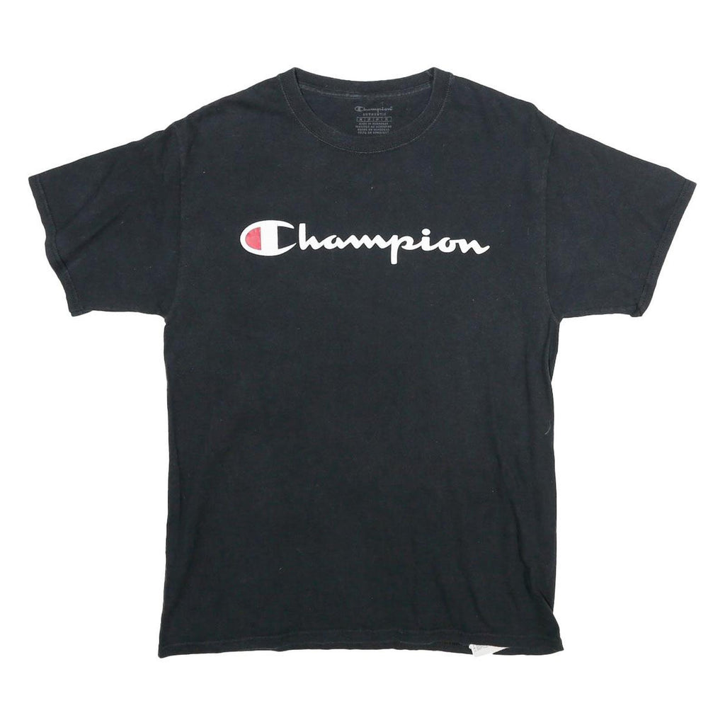 CHAMPION Mens Black Classic T-Shirt M Short Sleeve Crew Neck Logo