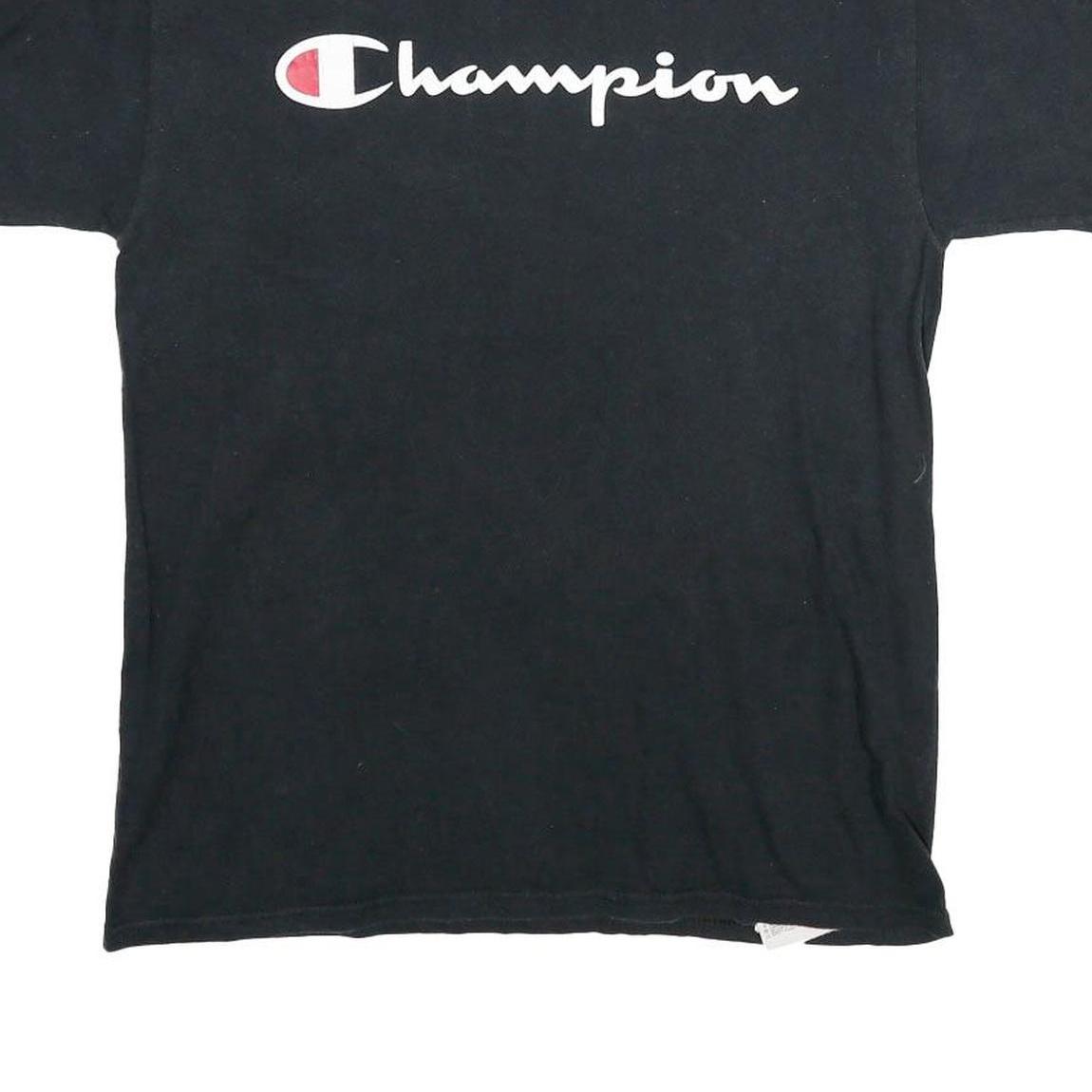 CHAMPION Mens Black Classic T-Shirt M Short Sleeve Crew Neck Logo