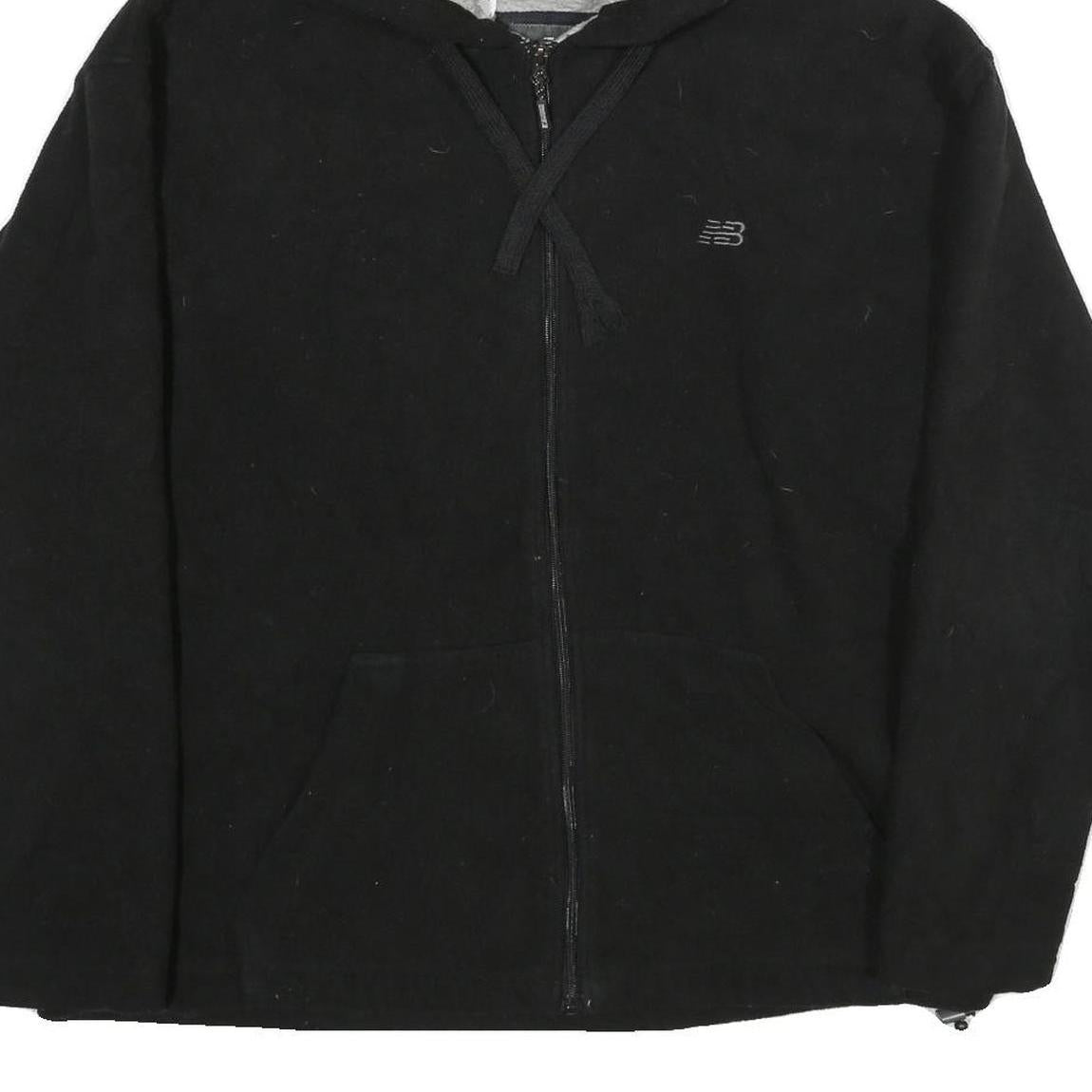 NEW BALANCE Mens Black Outdoor Jacket L Polyester Fleece Hooded Zip Casual