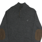 CHAPS Mens Black & Brown Plain Jumper Stand-Up Collar Chunky Knit L Button Neck