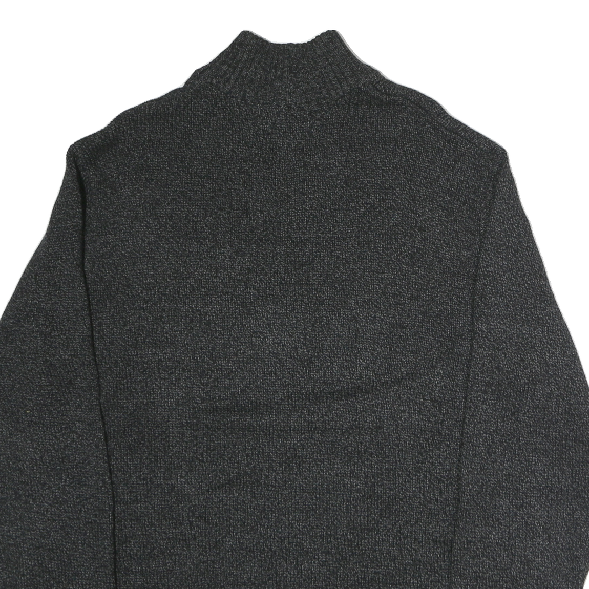 CHAPS Mens Black & Brown Plain Jumper Stand-Up Collar Chunky Knit L Button Neck