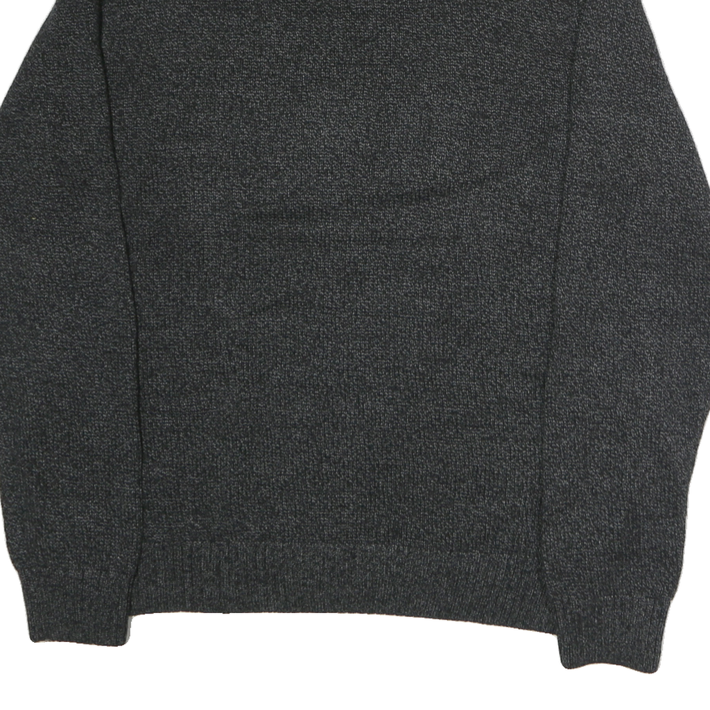 CHAPS Mens Black & Brown Plain Jumper Stand-Up Collar Chunky Knit L Button Neck