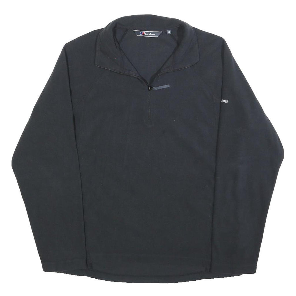 BERGHAUS Womens Black Plain Pullover Jumper 1/4 Zip Polyester UK 12 Outdoor