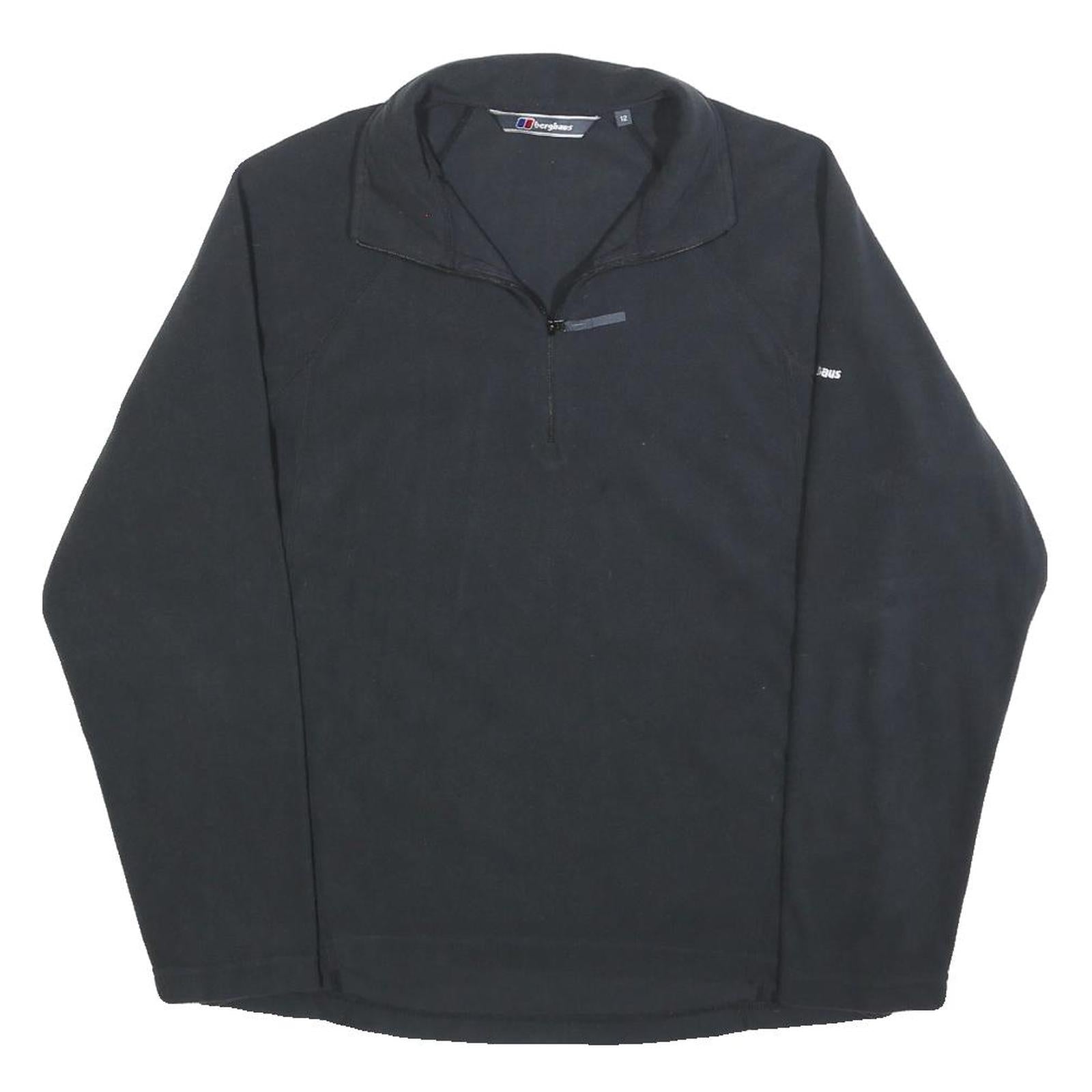 BERGHAUS Womens Black Plain Pullover Jumper 1/4 Zip Polyester UK 12 Outdoor