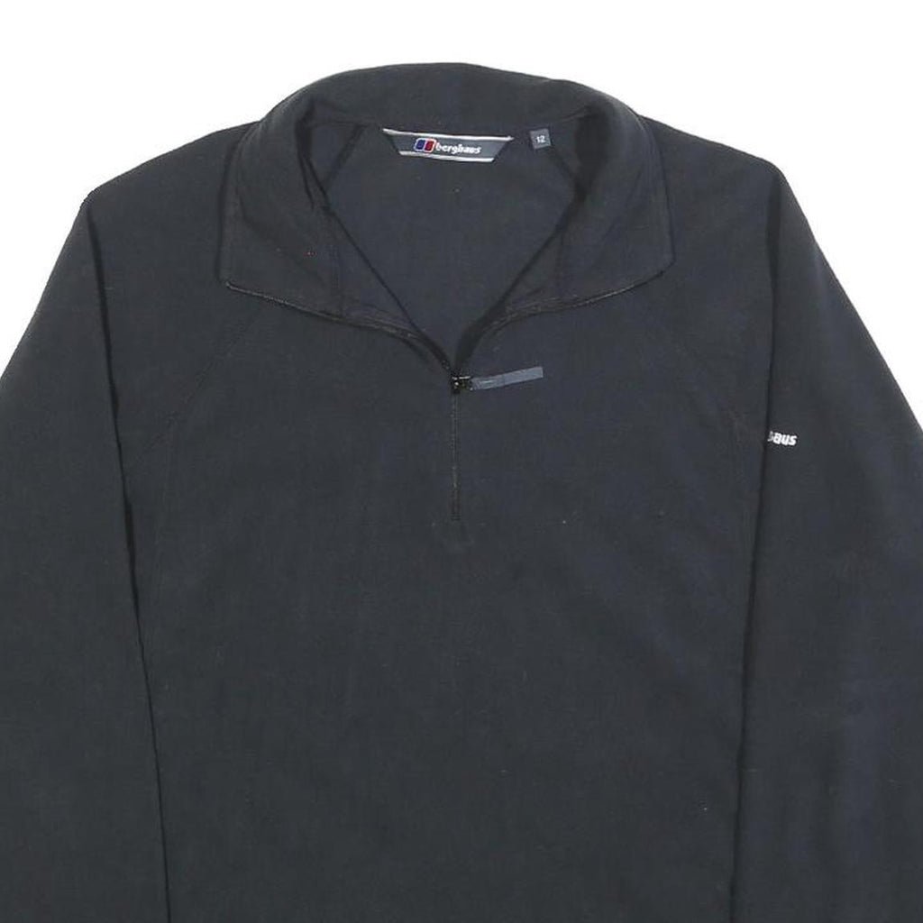 BERGHAUS Womens Black Plain Pullover Jumper 1/4 Zip Polyester UK 12 Outdoor