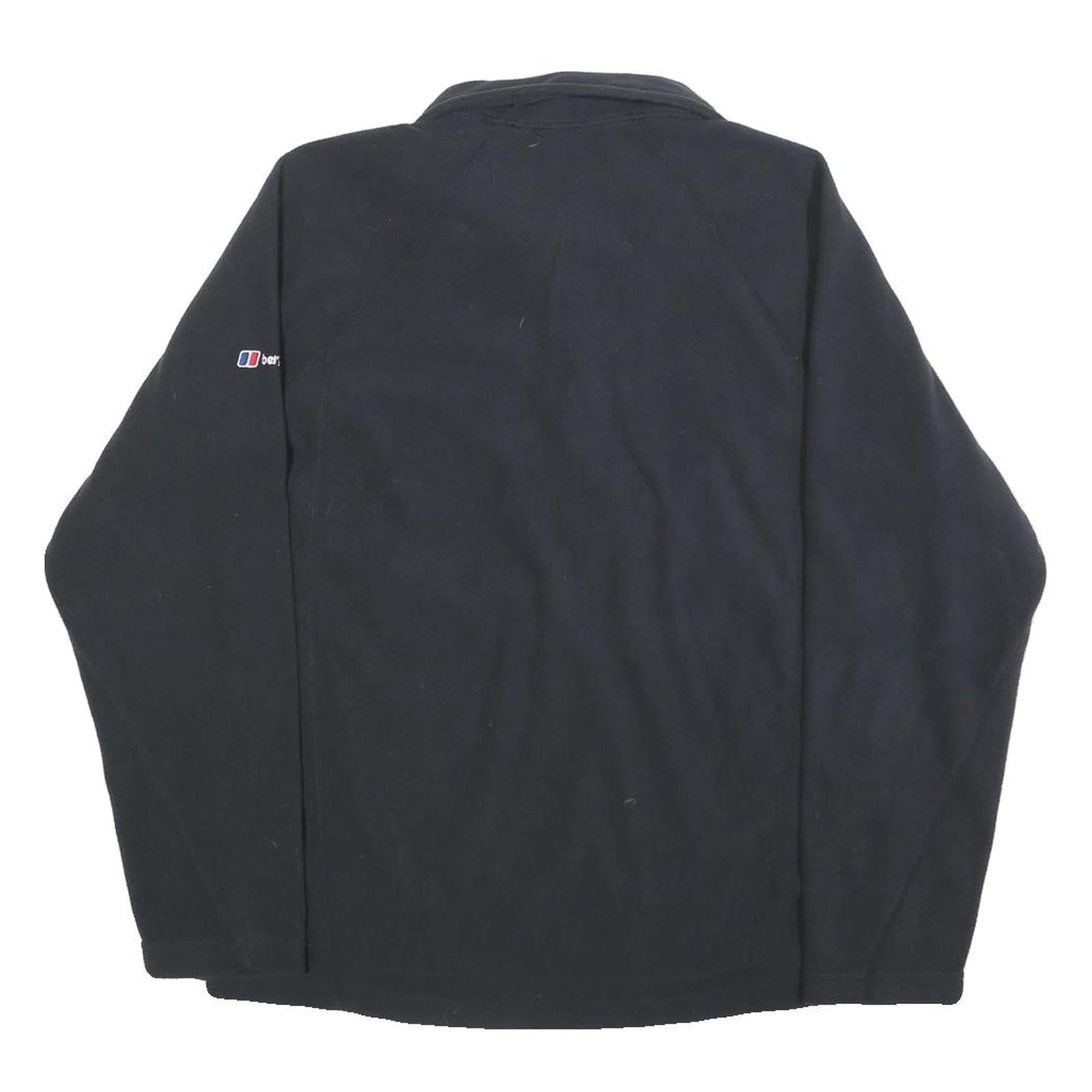 BERGHAUS Womens Black Plain Pullover Jumper 1/4 Zip Polyester UK 12 Outdoor