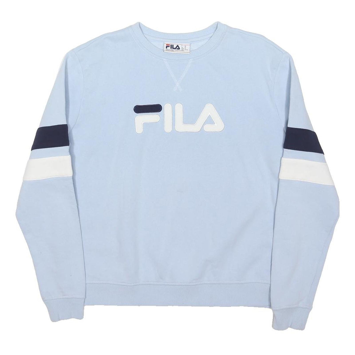 FILA Womens Blue & Navy Crew Neck XL Cotton Blend Sweatshirt Logo Pullover