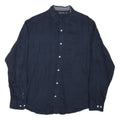 NAUTICA Mens Navy Blue Shirt M Cotton Blend Long Sleeve Casual
